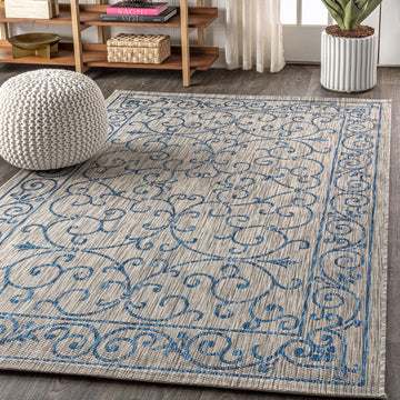 Charleston Vintage Filigree Textured Weave Indoor/outdoor Area Rug